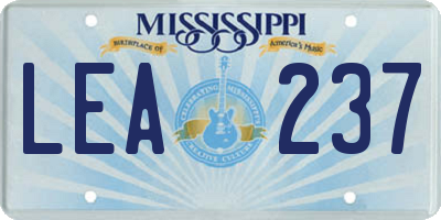 MS license plate LEA237