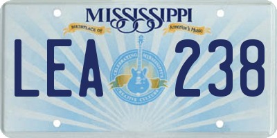 MS license plate LEA238