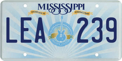 MS license plate LEA239