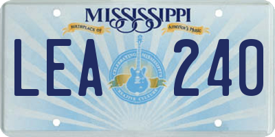 MS license plate LEA240