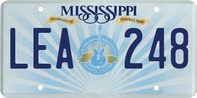 MS license plate LEA248