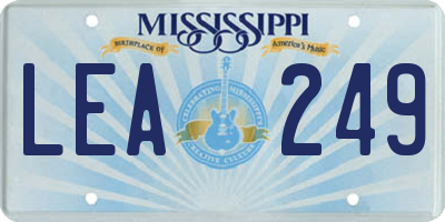 MS license plate LEA249