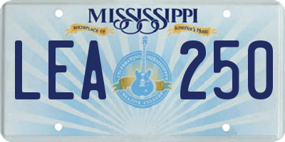MS license plate LEA250