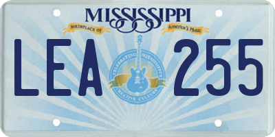 MS license plate LEA255