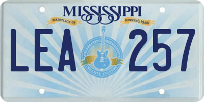 MS license plate LEA257