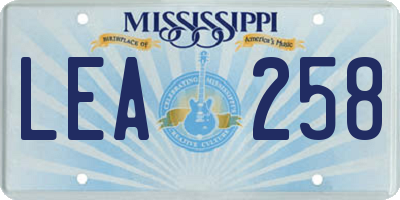 MS license plate LEA258
