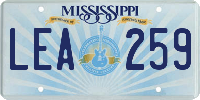 MS license plate LEA259