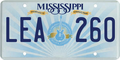 MS license plate LEA260