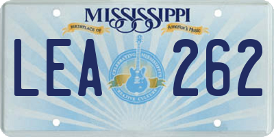 MS license plate LEA262