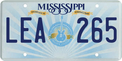 MS license plate LEA265