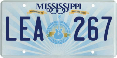 MS license plate LEA267