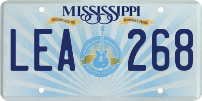 MS license plate LEA268