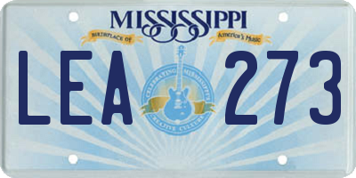 MS license plate LEA273