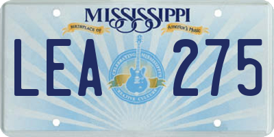 MS license plate LEA275