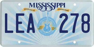 MS license plate LEA278