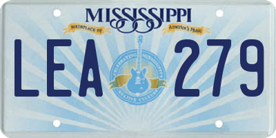 MS license plate LEA279