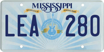 MS license plate LEA280
