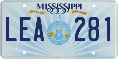 MS license plate LEA281