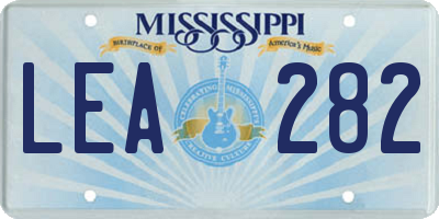 MS license plate LEA282