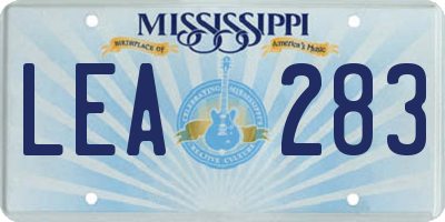 MS license plate LEA283