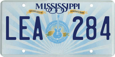 MS license plate LEA284