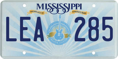 MS license plate LEA285