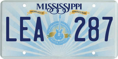 MS license plate LEA287