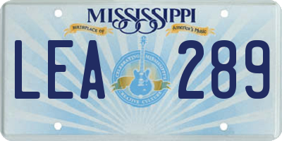 MS license plate LEA289