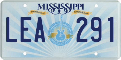 MS license plate LEA291