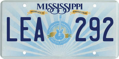 MS license plate LEA292