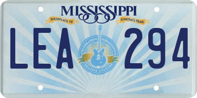 MS license plate LEA294
