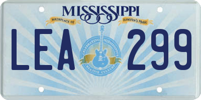 MS license plate LEA299