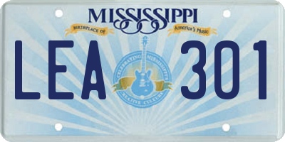 MS license plate LEA301