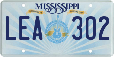 MS license plate LEA302