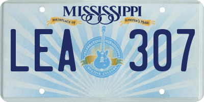 MS license plate LEA307