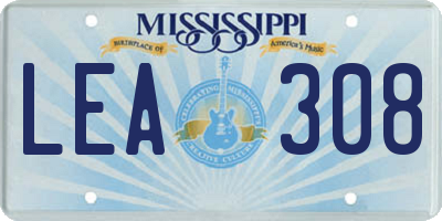 MS license plate LEA308