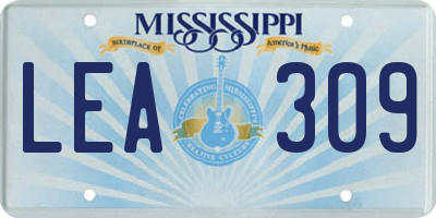 MS license plate LEA309