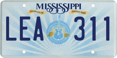 MS license plate LEA311