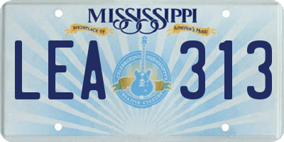 MS license plate LEA313