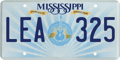 MS license plate LEA325
