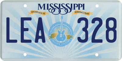 MS license plate LEA328
