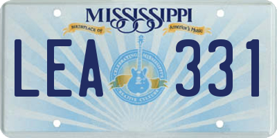 MS license plate LEA331