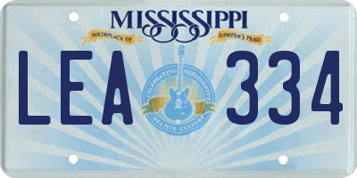 MS license plate LEA334
