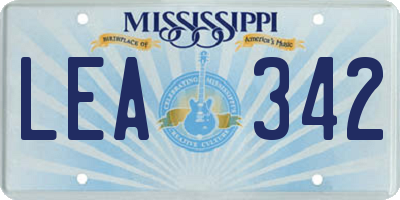 MS license plate LEA342