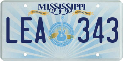 MS license plate LEA343