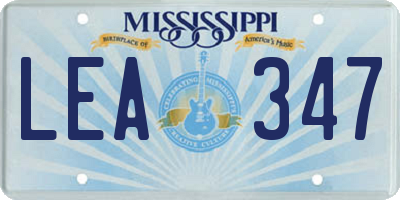 MS license plate LEA347