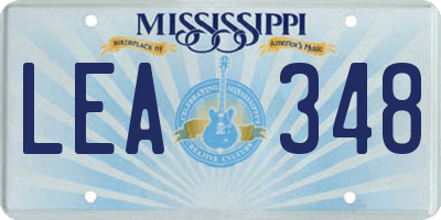 MS license plate LEA348
