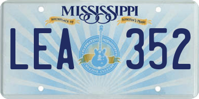 MS license plate LEA352