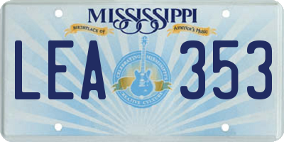 MS license plate LEA353
