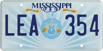 MS license plate LEA354